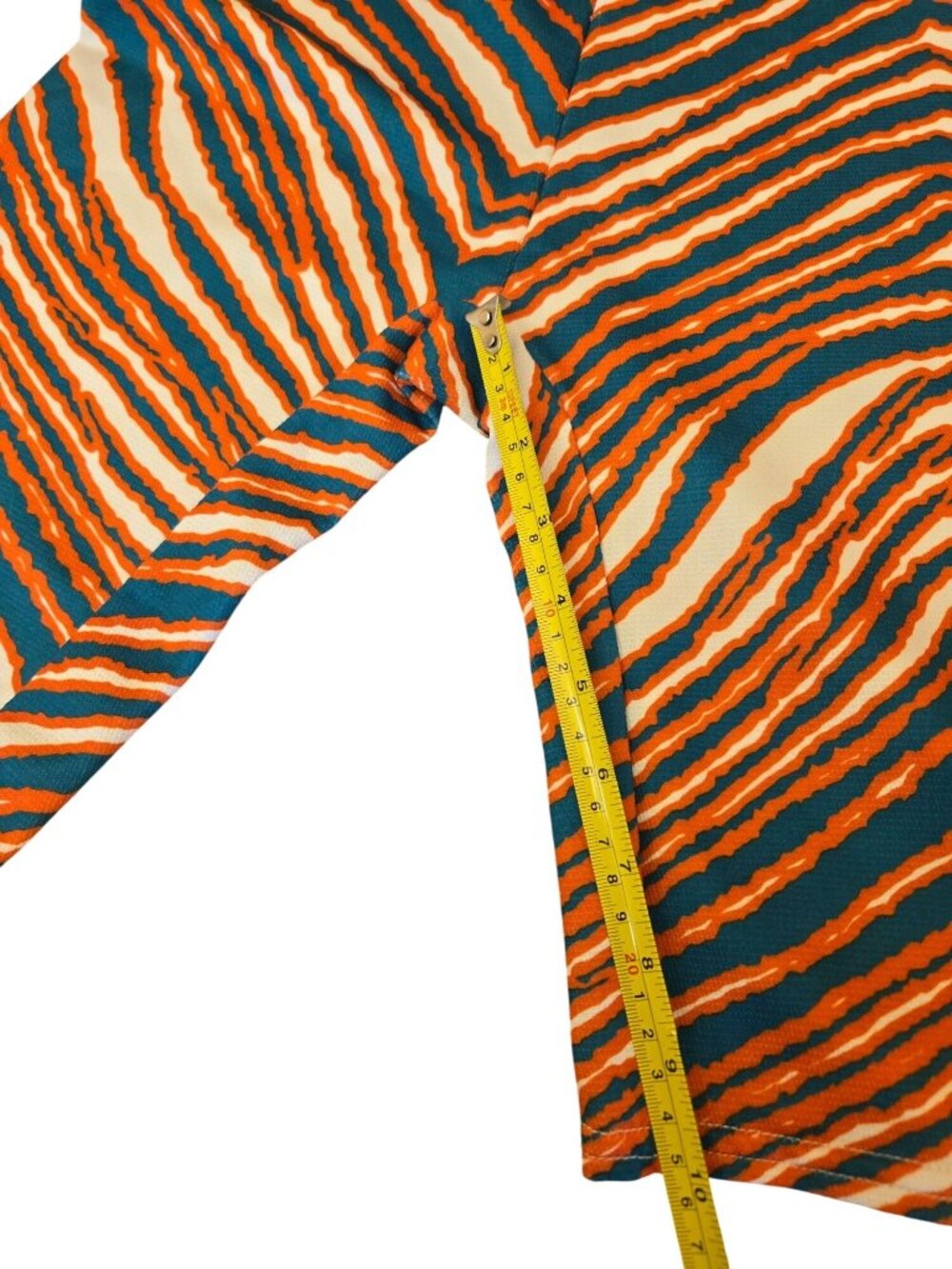 Vintage Zubaz Bike Medium Retro Orange Teal Zebra Striped Athletic Shorts - Picture 6 of 7